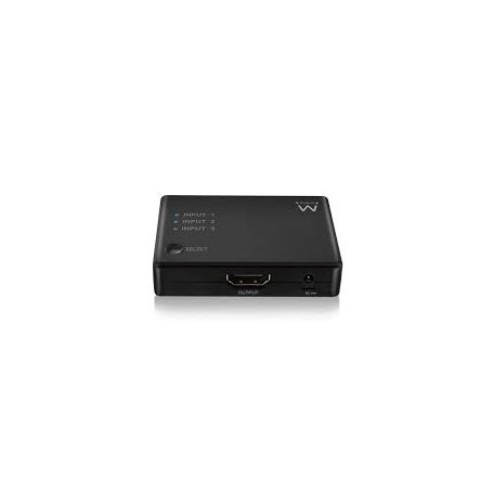 EWENT Switch HDMI 3 portas, 4K@30Hz, alimentação USB, comando incluido - EW3730