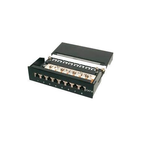 DIGITUS Desktop CAT 6 Patch Panel, shielded Class E, 8-port RJ45, 8P8C, LSA, color black RAL 9005