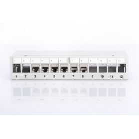 Modular Desktop Patch Panel, shielded 12-port, light grey