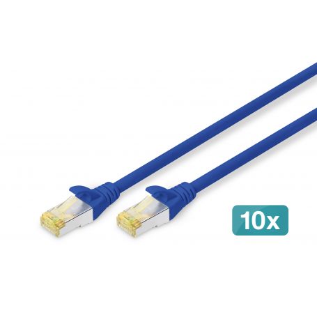 CAT 6 S-FTP patch cable, Cu, LSZH AWG 27/7, length 2 m, 10 pieces, color blue