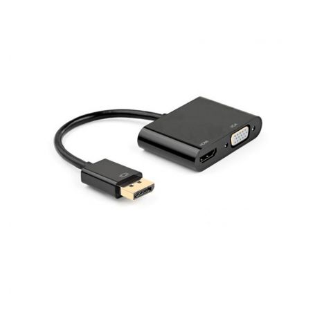 EWENT Cabo Adaptador DisplayPort - HDMI 4K E VGA FHD, M/F, 0.15M - EC1457