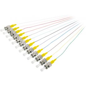 FO pigtail set, 12 pcs., ST, SM OS2 09/125 u loose buffer, color code DIN IEC 304, 2 m Length 2m