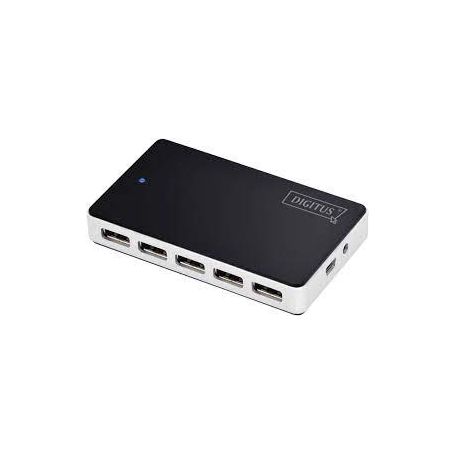 USB 2.0 Hub 10-port 10x USB A/F, 1x USB mini,incl.USB cable A/mini 1m & ext. power supply 5V DC 4A