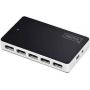 USB 2.0 Hub 10-port 10x USB A/F, 1x USB mini,incl.USB cable A/mini 1m & ext. power supply 5V DC 4A