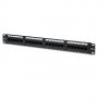 DIGITUS CAT 5e patch panel, unshielded 24-port RJ45, 8P8C, LSA, 1U, rack mount, color black RAL 9005