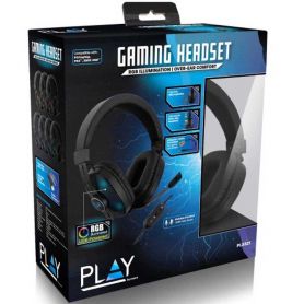 EWENT Headset Gaming com microfone para PC e Consola, Led´s RGB, 2xjack 3.5mm + USB - PL3321