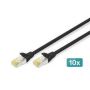 CAT 6 S-FTP patch cable, Cu, LSZH AWG 27/7, length 3 m, 10 pieces, color black