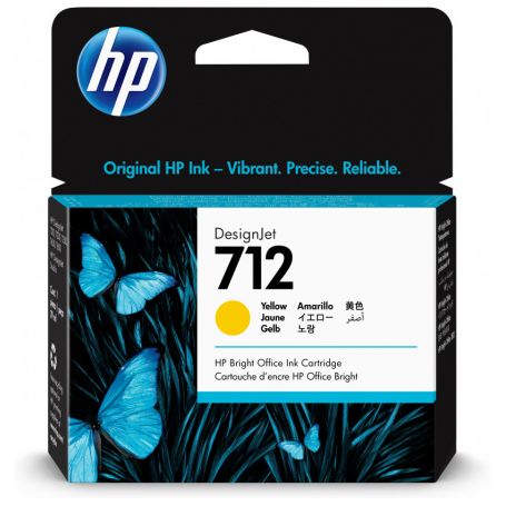 HP 712 29-ml Yellow DesignJet Ink Cartridge - 3ED69A