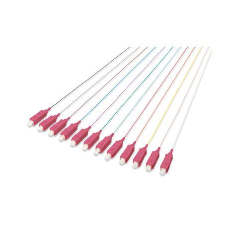 FO pigtail set, 12 pcs., SC, MM OM4 50/125 u loose buffer, color code DIN IEC 304, 2 m Plug color RAL4003