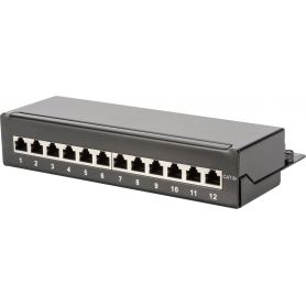 DIGITUS Desktop CAT 6A Patch Panel, shielded Class EA, 12-port RJ45, 8P8C, LSA