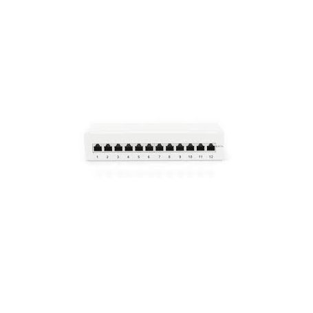 Desktop CAT 6A, patch panel, shielded Class EA, 12-port RJ45, 8P8C, LSA Color grey RAL 7035