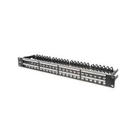 DIGITUS Modular Patch Panel, shielded 48-port, label field, 1U, rack mount, color black RAL 9005