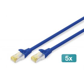 CAT 6 S-FTP patch cable, Cu, LSZH AWG 27/7, length 10 m, 5 pieces, color blue