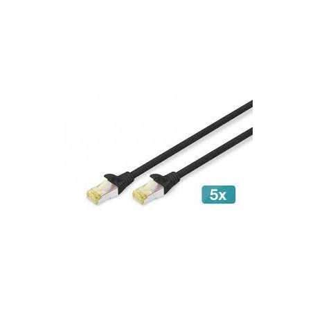 CAT 6 S-FTP patch cable, Cu, LSZH AWG 27/7, length 10 m, 5 pieces, color black