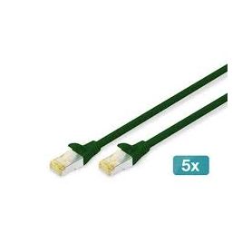 CAT 6 S-FTP patch cable, Cu, LSZH AWG 27/7, length 10 m, 5 pieces, color green