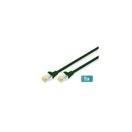 CAT 6 S-FTP patch cable, Cu, LSZH AWG 27/7, length 10 m, 5 pieces, color green