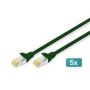 CAT 6 S-FTP patch cable, Cu, LSZH AWG 27/7, length 10 m, 5 pieces, color green