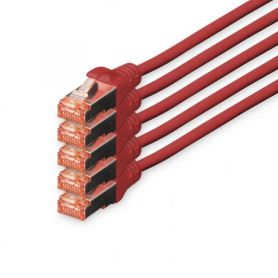 CAT 6 S-FTP patch cable, Cu, LSZH AWG 27/7, length 10 m, 5 pieces, color red