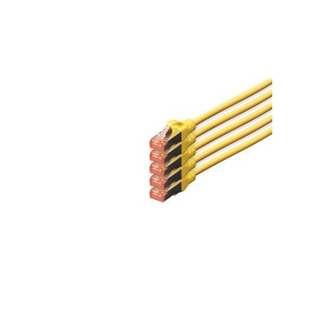 CAT 6 S-FTP patch cable, Cu, LSZH AWG 27/7, length 10 m, 5 pieces, color yellow