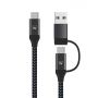 EWENT Cabo de carregamento USB-C 2 em 1, USB-C para USB-C+USB-A, 1 metro - EW9918