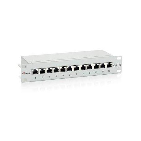 Equip Cat.6 Patch Panel 12-Port 10 Inch, light-grey, shielded - 208014