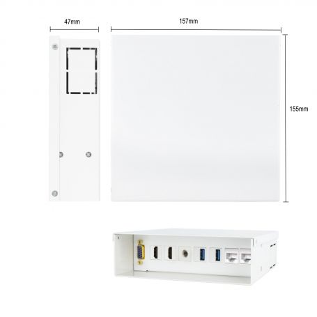 EWENT Multimedia and Network wall junction box VGA + 2xHDMI + Audio + 2xUSB + 2xRJ45, White - EW1555