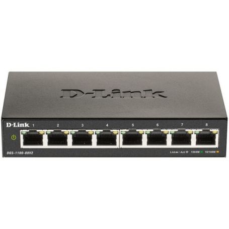 D-link 8-Port Gigabit Smart Managed Switch, Fanless, Bandwidth control, Rackmount Installation kit, Cable diagnostics