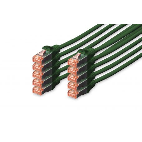 CAT 6 S-FTP patch cable, Cu, LSZH AWG 27/7, length 5 m, 10 pieces, color green