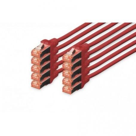 CAT 6 S-FTP patch cable, Cu, LSZH AWG 27/7, length 5 m, 10 pieces, color red