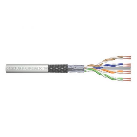 CAT 6 SF-UTP patch cable, raw length 100 m, paper box, AWG 26/7, LSZH, simplex, color grey