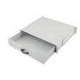 2U lockable drawer with handle 88x481x400 mm, color grey (RAL 7035) color grey (RAL 7035)